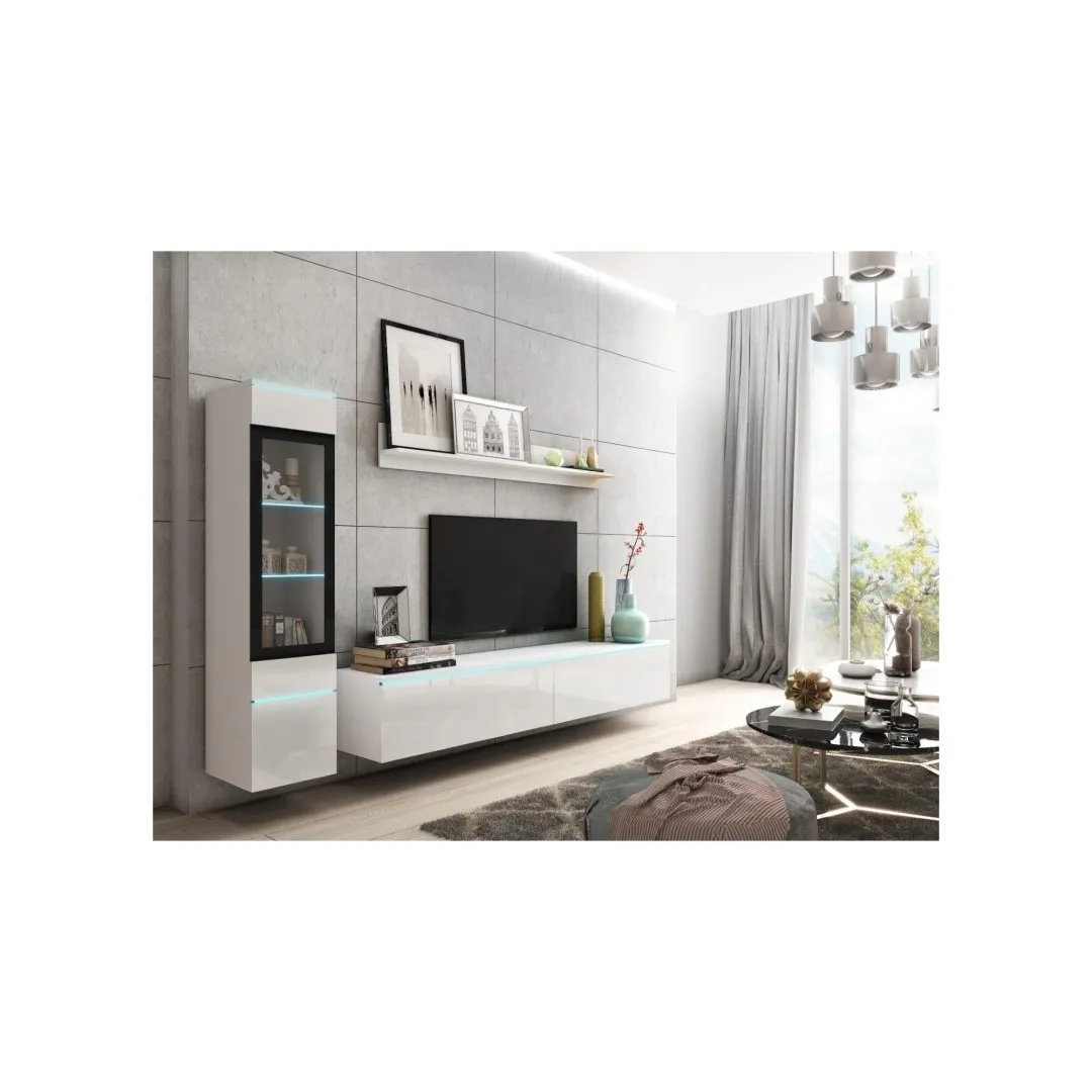 Nowoczesna biała meblościanka - Veve I do salonu