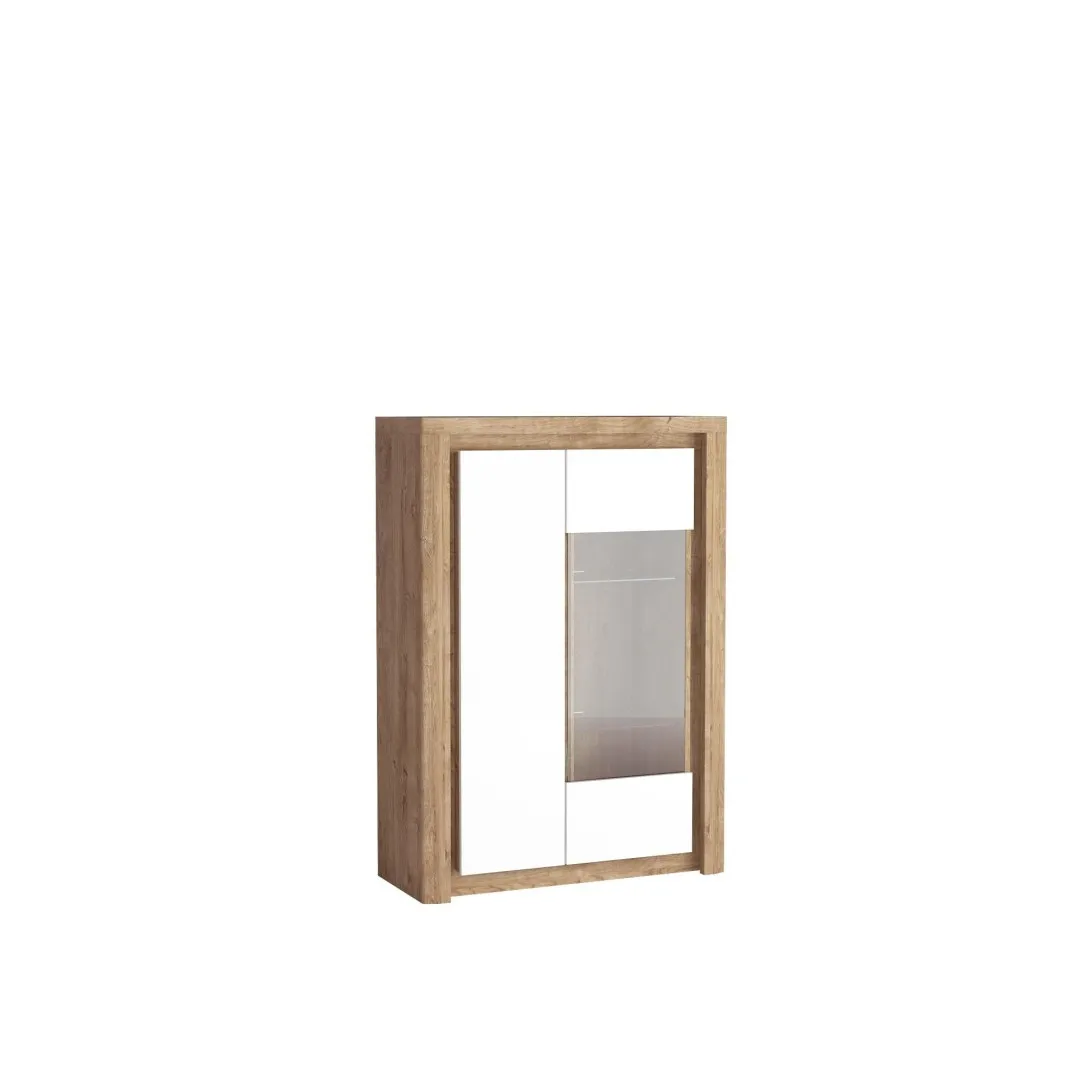 Witryna niska LIVIO dąb ribbeck/biały połysk