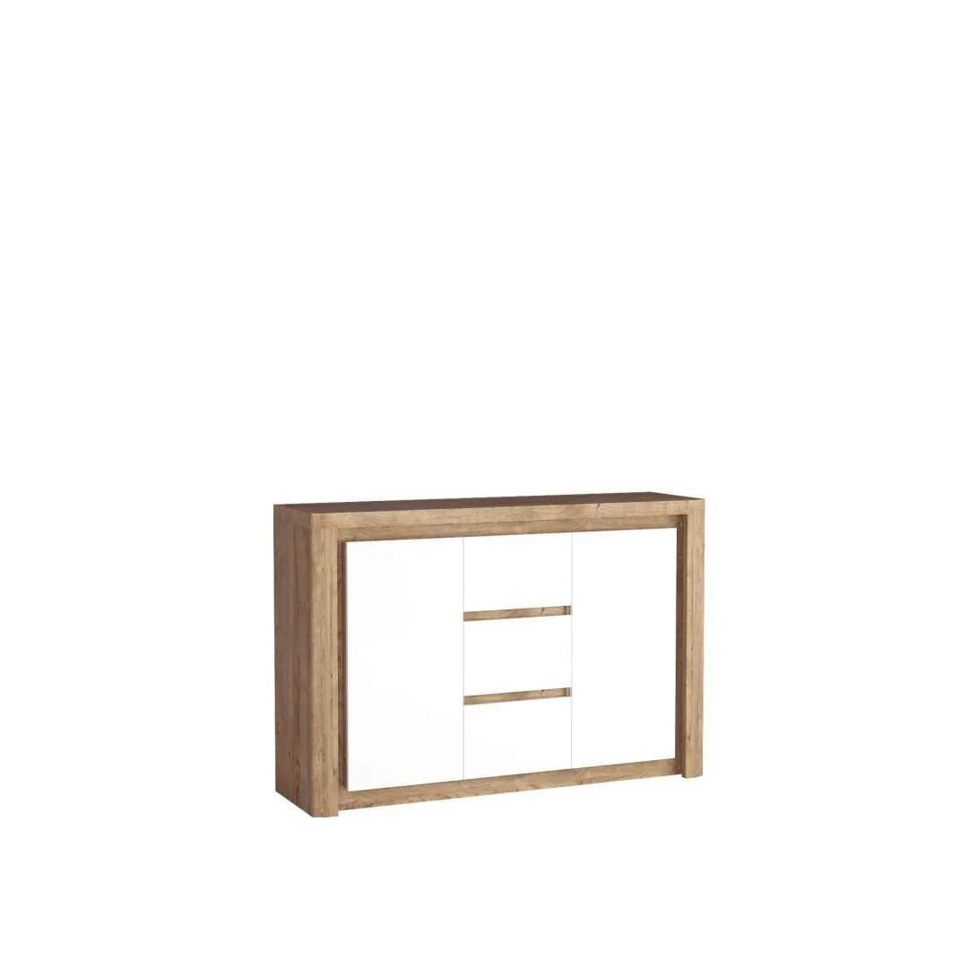 Komoda LIVIO 144 cm dąb ribbeck/biały połysk