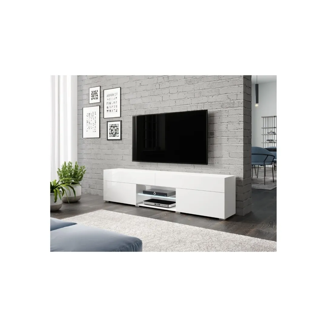 Szafka RTV CARE 180 cm biały połysk/biały